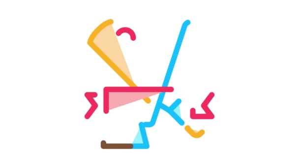 Hockey Sport Lesson Icon Animation — Stock Video