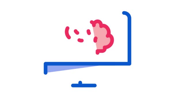 ディスプレイ上の脳アイコンアニメーション — ストック動画
