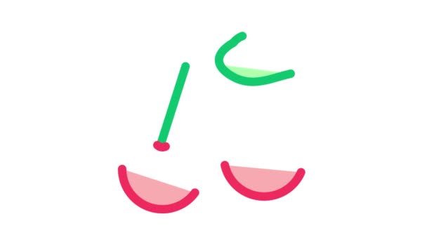 Animação de ícones de folhas de frutas de cereja — Vídeo de Stock