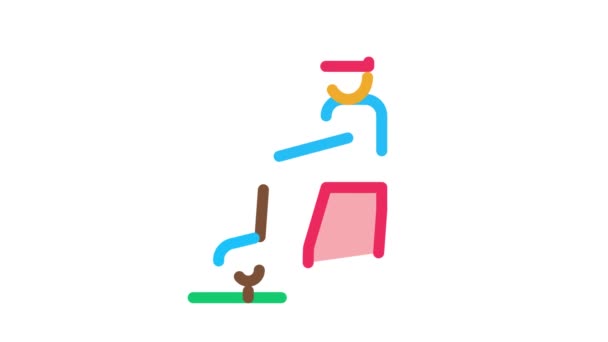 Hombre jugando Golf Icono Animación — Vídeos de Stock