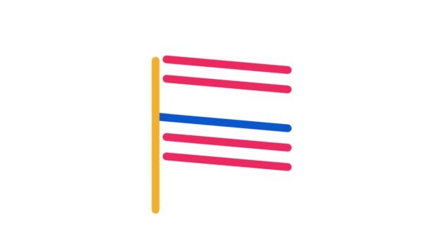 Thailand Flag On Flagstaff Icon Animation — Stock Video