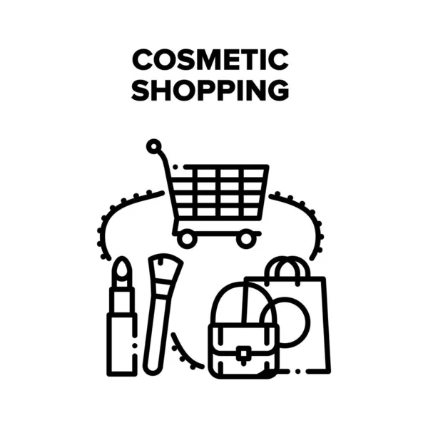 Cosmetic Shopping i butik vektor svart Illustration — Stock vektor