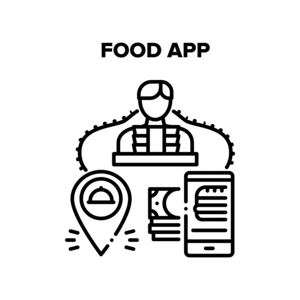 Illustration de noir vectoriel d'application alimentaire — Image vectorielle