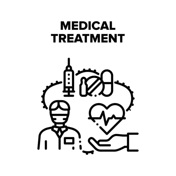 Traitement médical Santé Vecteur Noir Illustration — Image vectorielle