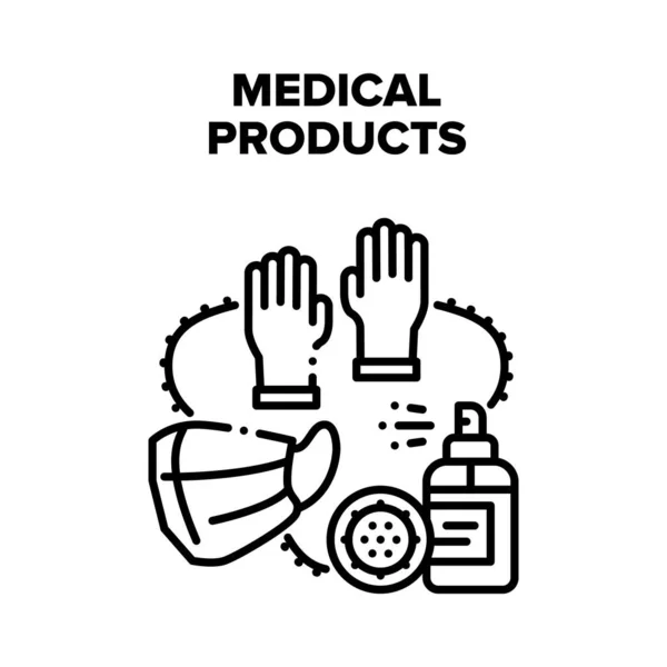 ผลิตภัณฑ์ทางการแพทย์ เวกเตอร์ ภาพประกอบสีดํา — ภาพเวกเตอร์สต็อก