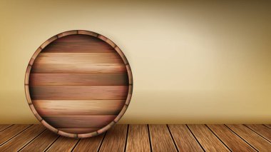Wooden Barrel Laying On Floor Copy Space Vector clipart