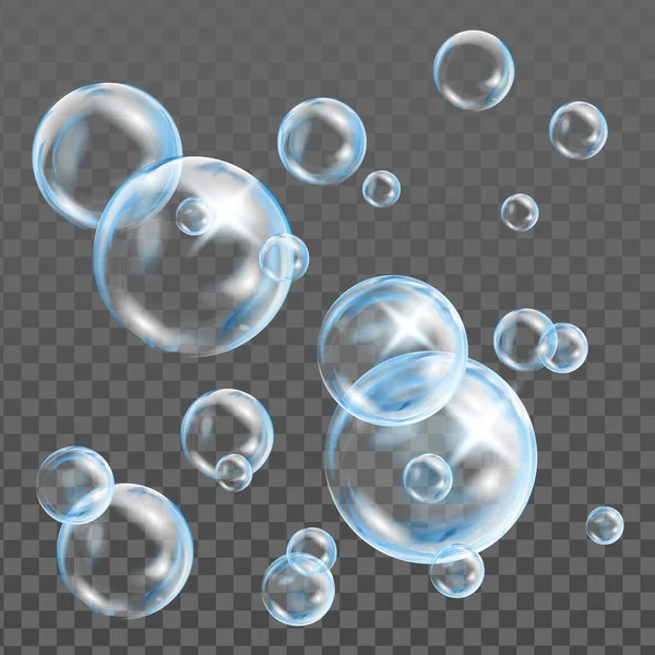 Jabón flotante o burbujas de aire subacuáticas Vector — Vector de stock