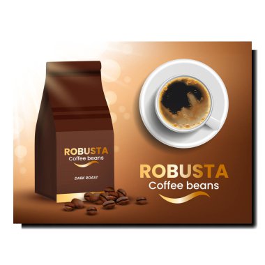 Robusta Kahve Fasulyesi Tanıtım Posteri Vektörü