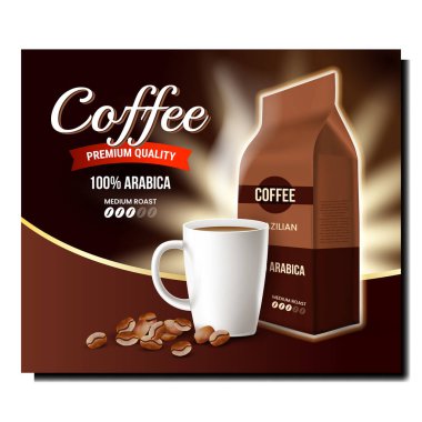 Kahve Arap İçeceği Tanıtım Sancakları Vektörü