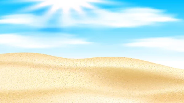 Sandy Desert With Dunes And Shining Sun Vector — Stockový vektor