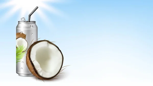 Läsk vatten med kokos smak Kopiera utrymme vektor — Stock vektor