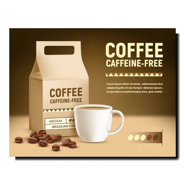 Café sans caféine Affiche promotionnelle vecteur — Image vectorielle