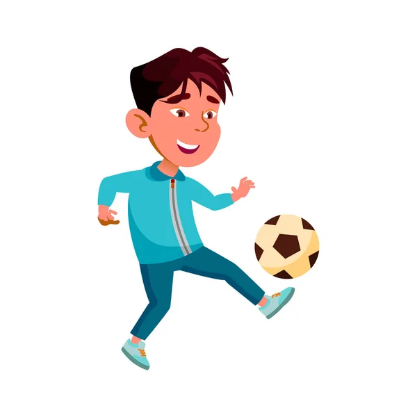 Chlapec Hraní dětí a trénink Soccer Game Vector — Stockový vektor