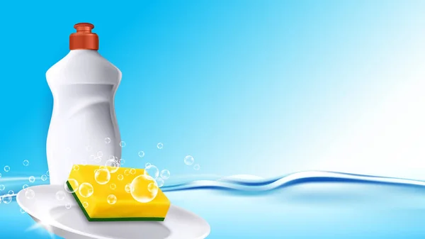 Detergente de lavagem para placas de lavagem Copyspace Vector — Vetor de Stock