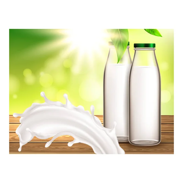 Vector de banner de promoción de productos ecológicos de leche fresca — Vector de stock