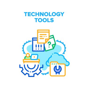 Teknoloji Araçları Vektörü Renk İllüstrasyonu