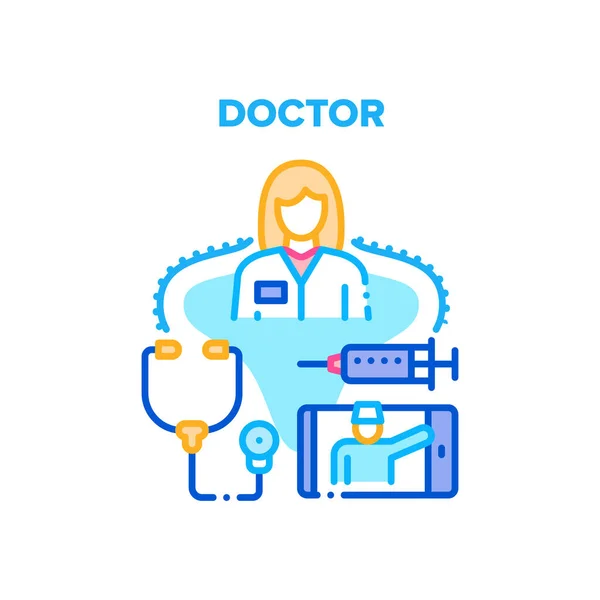 Doctor Worker Vector Concept Color Illustration — Stockový vektor