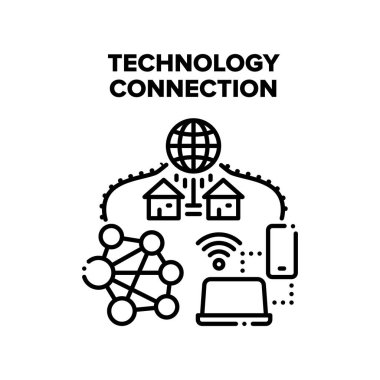 Teknoloji Bağlantısı Vektörü İllüstrasyon