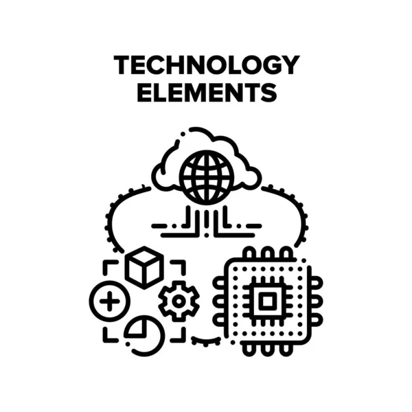 Elementos de tecnologia Vector Concept Color Illustration — Vetor de Stock