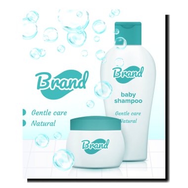 Bebek Şampuanı Yaratıcı Tanıtım Posteri Vektörü