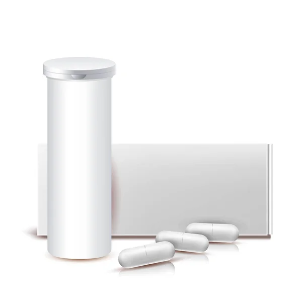 医薬品カプセルブランク容器とパッケージベクトル — ストックベクタ