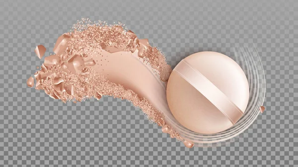Vecteur cosmétique et éponge de soin de peau de visage de poudre — Image vectorielle
