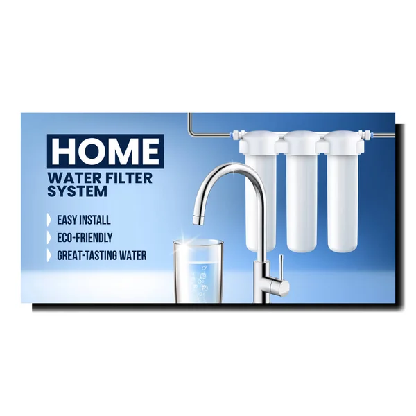 Accueil Système de filtre à eau Promotion Bannière vectorielle — Image vectorielle