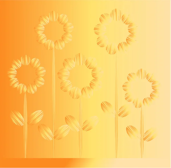 Vijf oranje bloemen — Stockvector