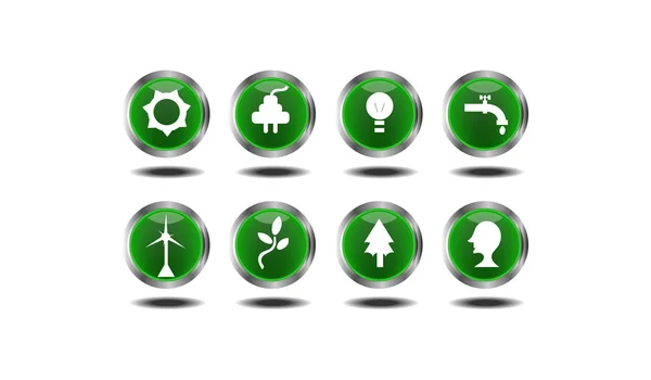 Set of green icons — Stock Vector