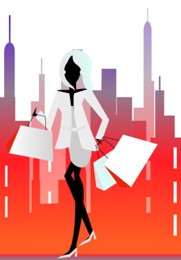 Alışveriş çantalı kadın.