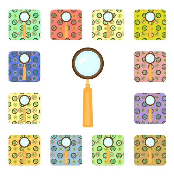 Set of magnifier icons — Stock Vector