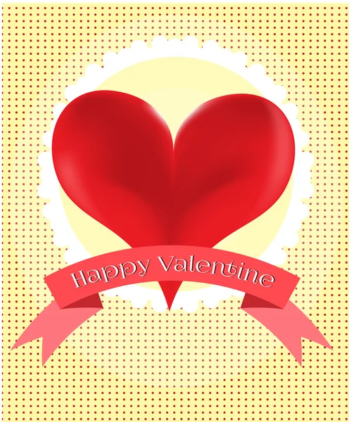 Valentines card with red heart — Stock Vector