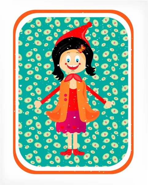 The girl with the Red Hat in the Woods — Stock Vector