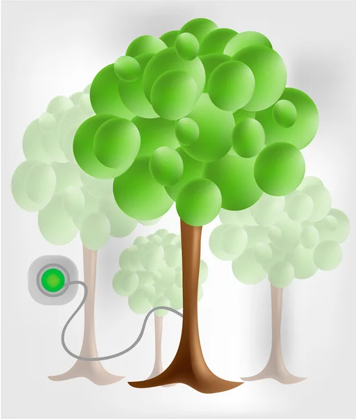 3d árvore verde com tomada elétrica — Vetor de Stock