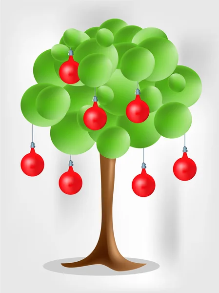 3D zielone drzewo z żarzeniowe aplle żarówki — Wektor stockowy