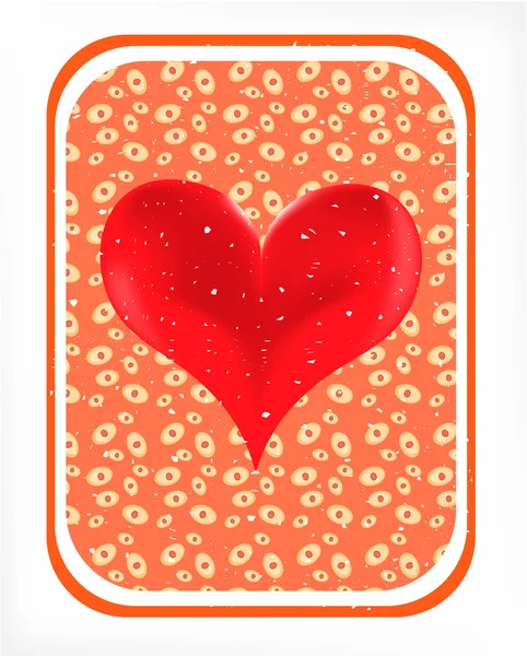 情人节卡与红色的心 — 图库矢量图片