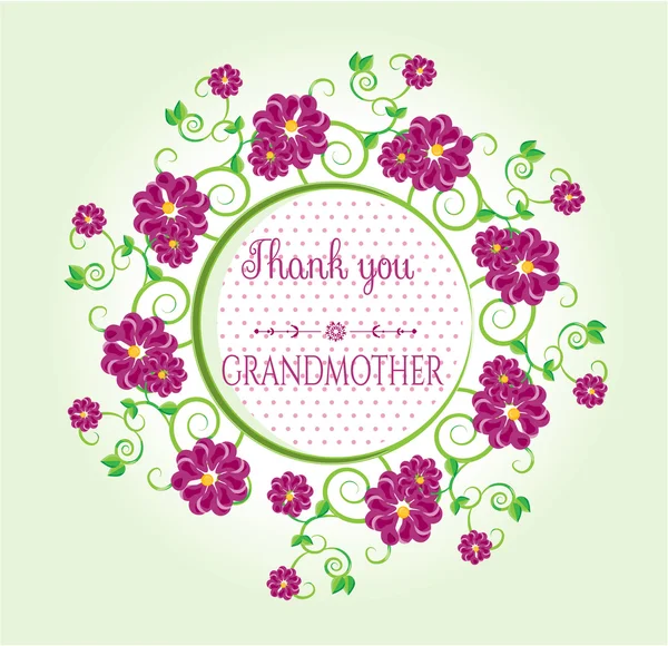 Birçok mavi çiçek ile metin - teşekkürler büyükanne