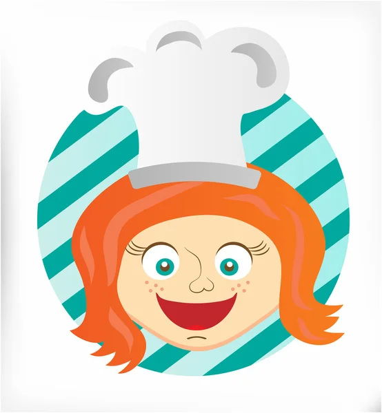 Szakács, fiatal, mosolygós lány képe — Stock Vector