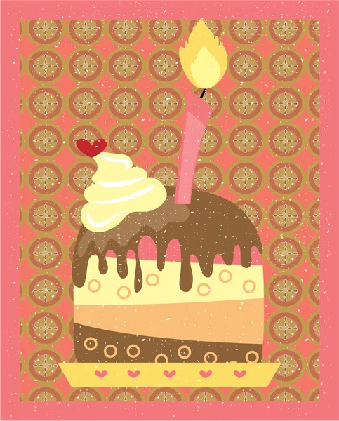 Çocuk oyuncağı bir pembe yanan mum, çikolata tepesi, retro, grunge tarzı ile