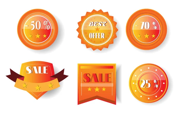 Lot de stickers orange, jaune avec texte — Image vectorielle