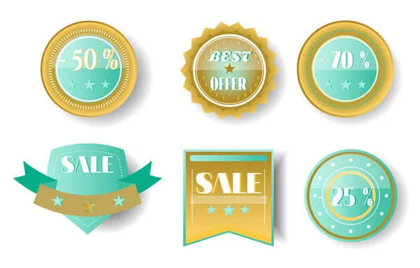 Set of colorful - yellow, blue, brown labels with text Best Offer, Sale — Stock Vector