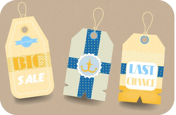 Üç renkli - sarı, mavi - çıkartmaları ile metin büyük bir indirim var, son şans kümesi