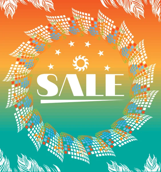 Palmiye yaprakları, güneş ve metin Satılık Retro kartı