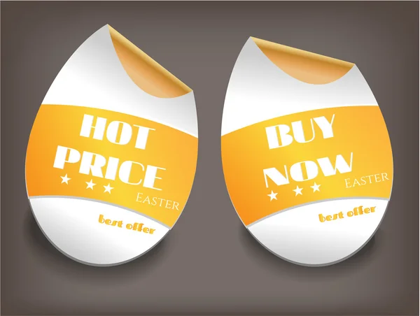 Izolované dva štítky s textem horké cena, Koupit nyní — Stockový vektor