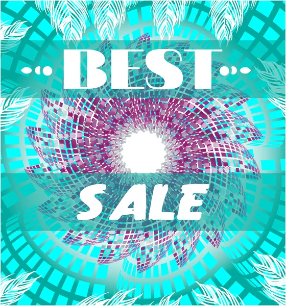 Flyer with text Best Sale with palm leaves and huge flower — Stock Vector