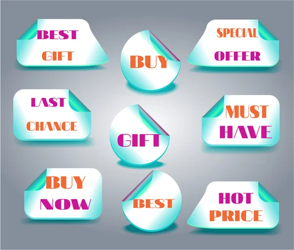 Set of llabels with text - Buy Now, Last Chance, Must Have, Best Offer, Hot Price — Stock Vector
