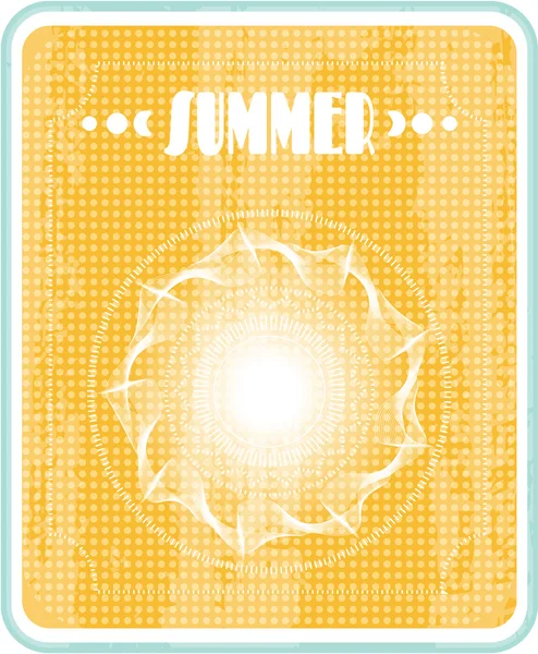 Soleil avec texte Été, style rétro — Image vectorielle