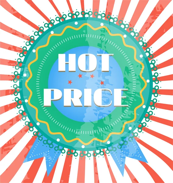 Folleto azul con texto Hot Price, diseño retro — Vector de stock