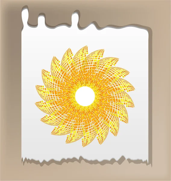 Soleil jaune avec motif sur fond de papier — Image vectorielle