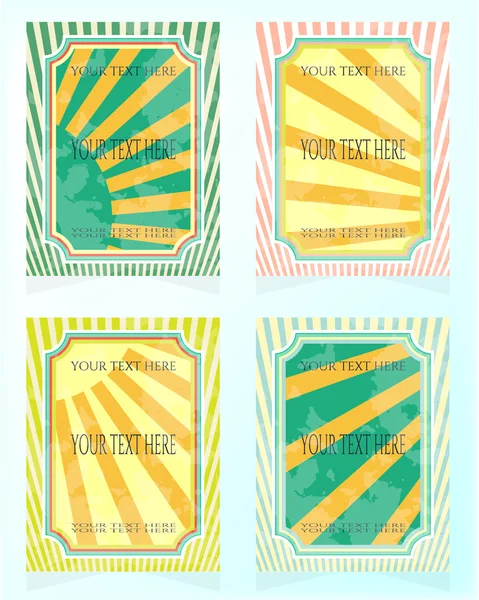 Tarjeta vintage, plantilla con patrón con sol, diseño retro, texto — Vector de stock